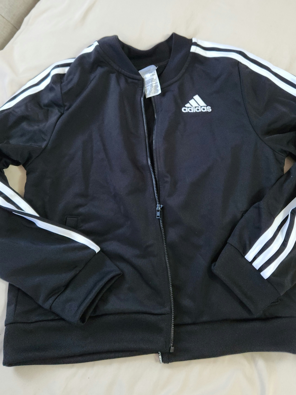 Adidas Black Track Jacket with White Stripes